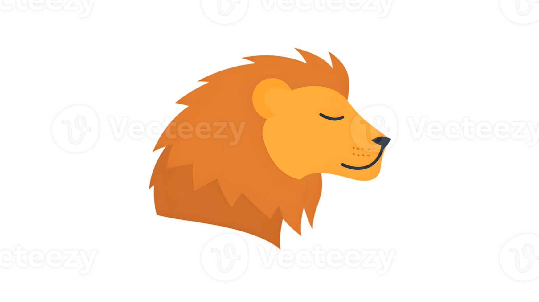 A serene lion head illustration with a closed eye perfect for wildlife nature and calm theme png