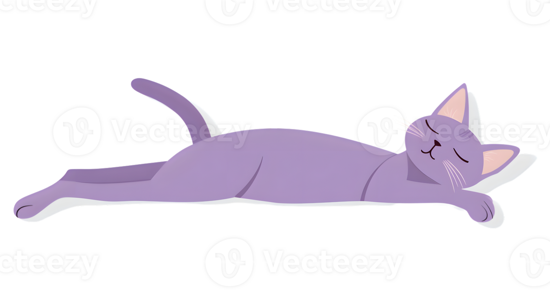 A serene purple cat lying down perfect for relaxation and pet themes png