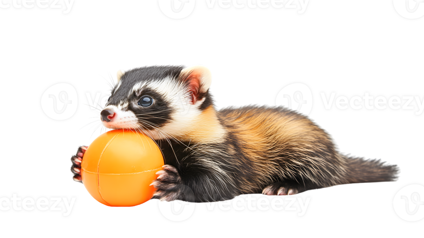 A playful animal holding a bright orange ball perfect for themes of fun games and pets png