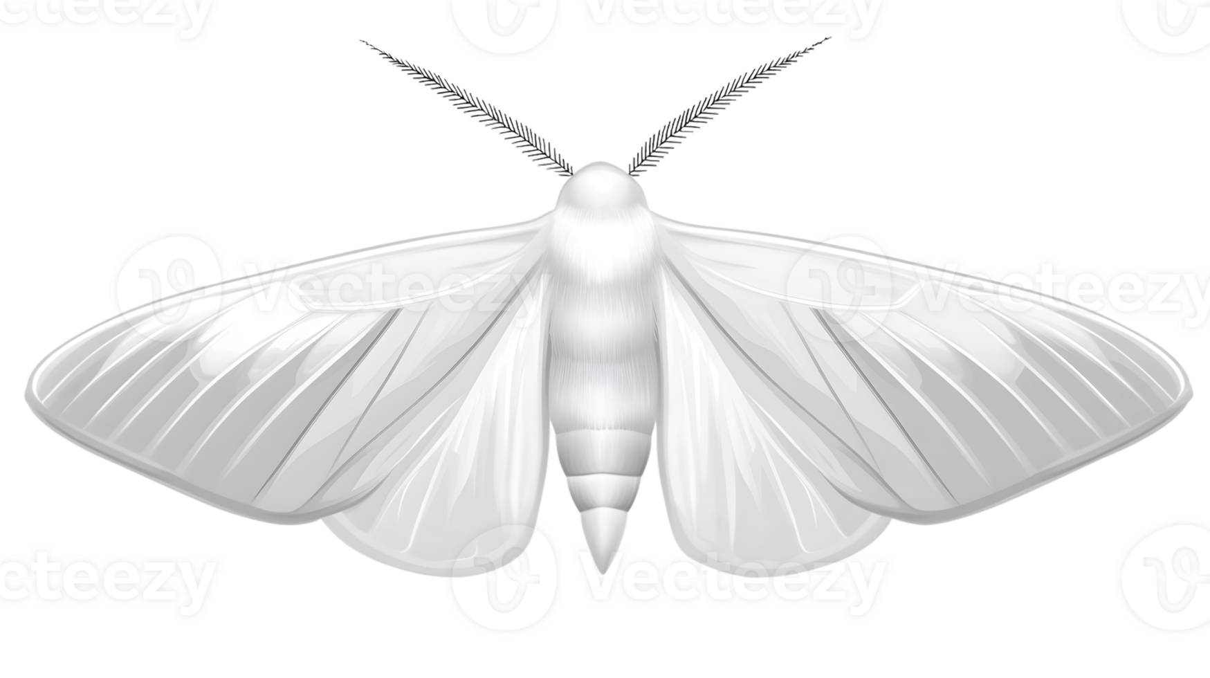 A pristine white moth with detailed wings and antennae ideal for nature science and design p png
