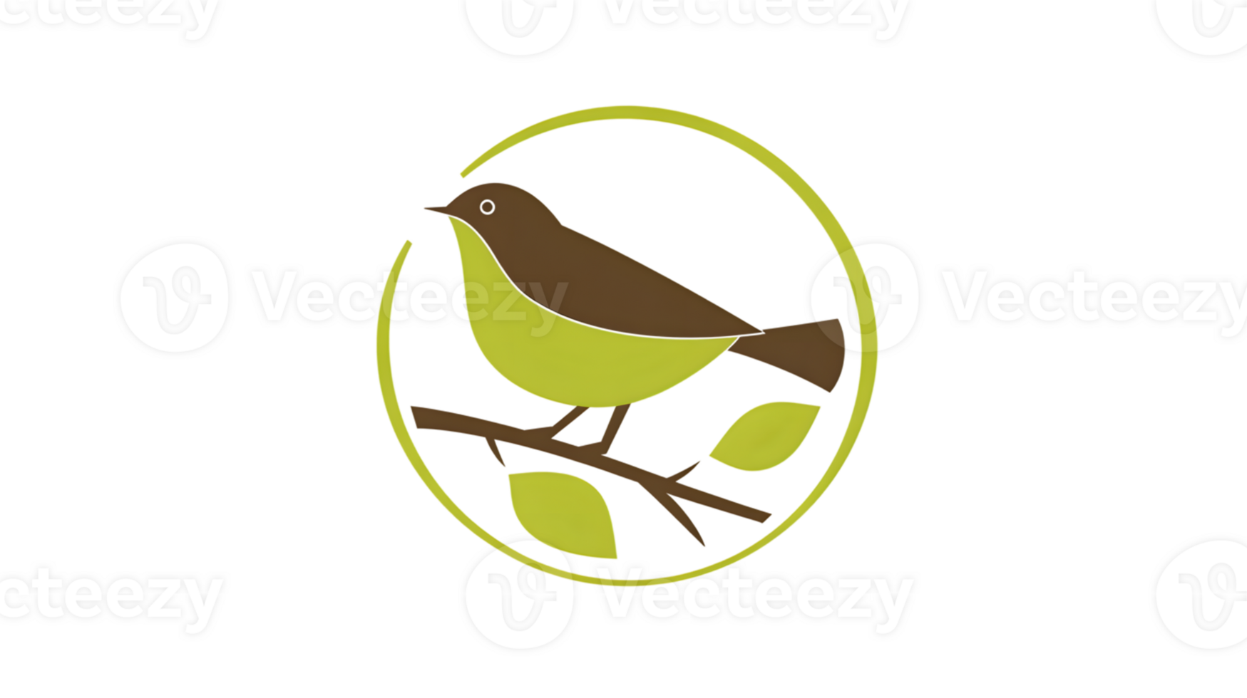 A vibrant bird perched on a branch within a circular frame ideal for nature and design project png
