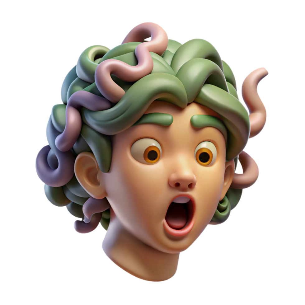 dramatic traditional Medusa's severed head, held by Perseus, original png