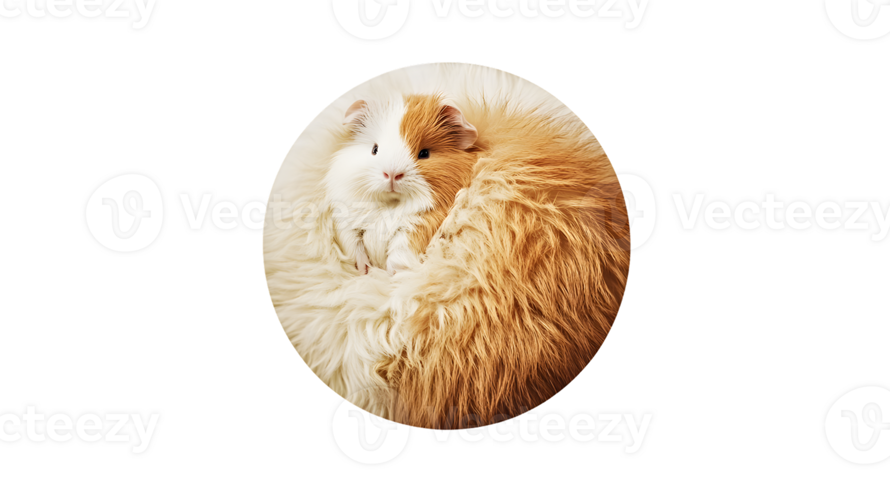 Adorable Guinea Pig with Fluffy Fur in a Circular Frame png