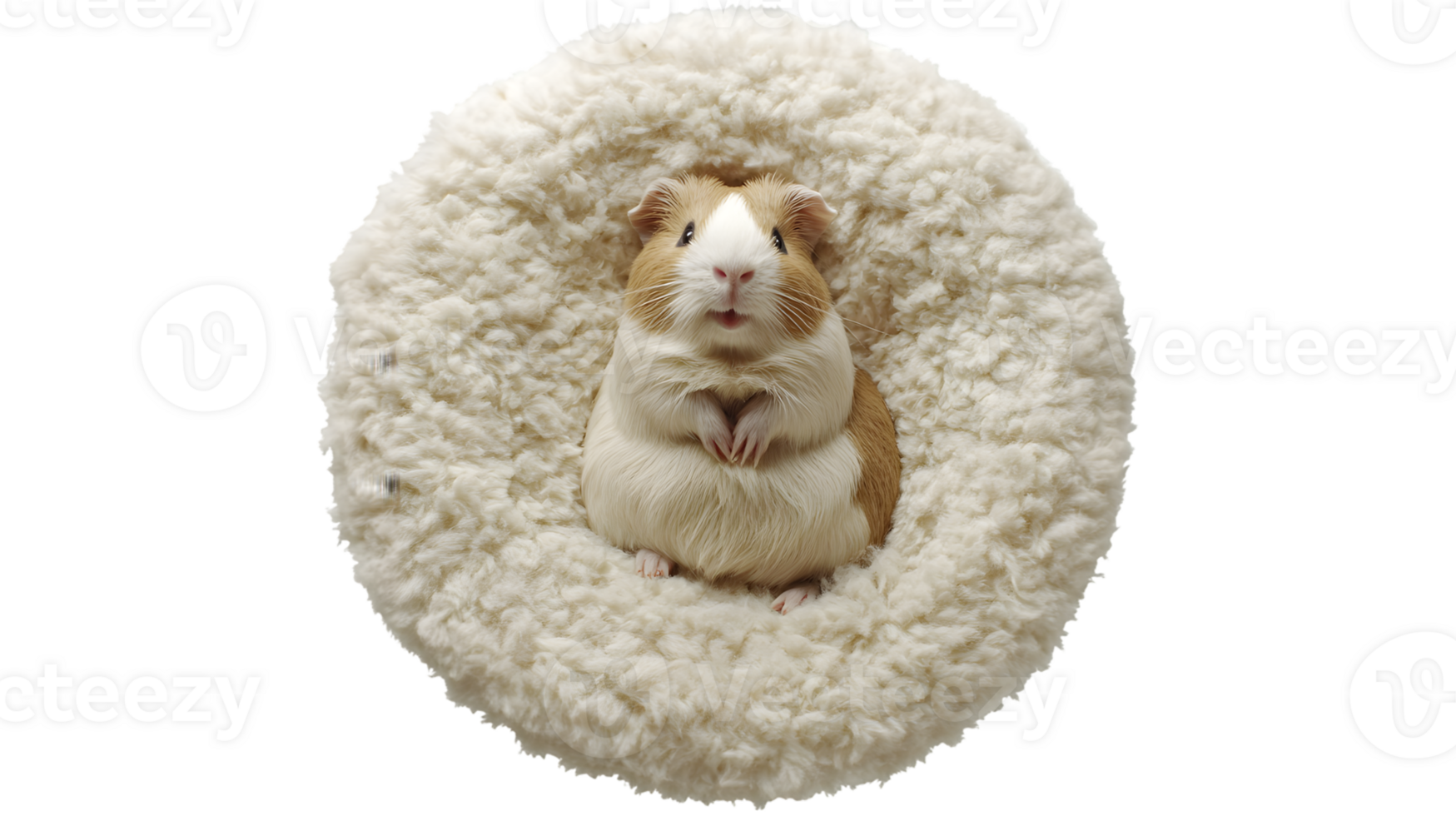 Adorable Guinea Pig in a Fluffy Bed Comfortable and Cozy Pet Photography Animal Lovers Delig png