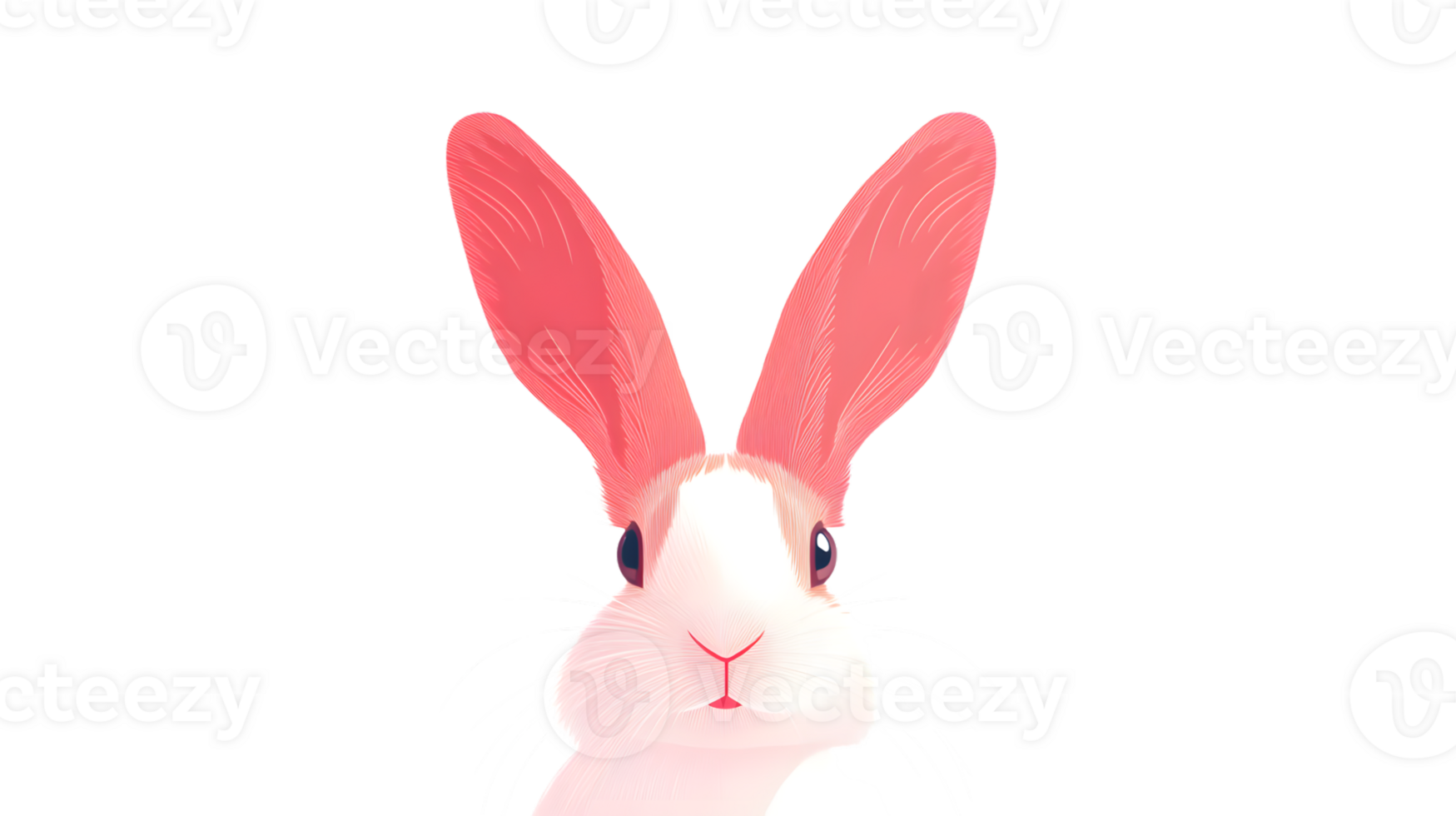 Adorable PinkEared Rabbit with Expressive Eyes on a Black Background png