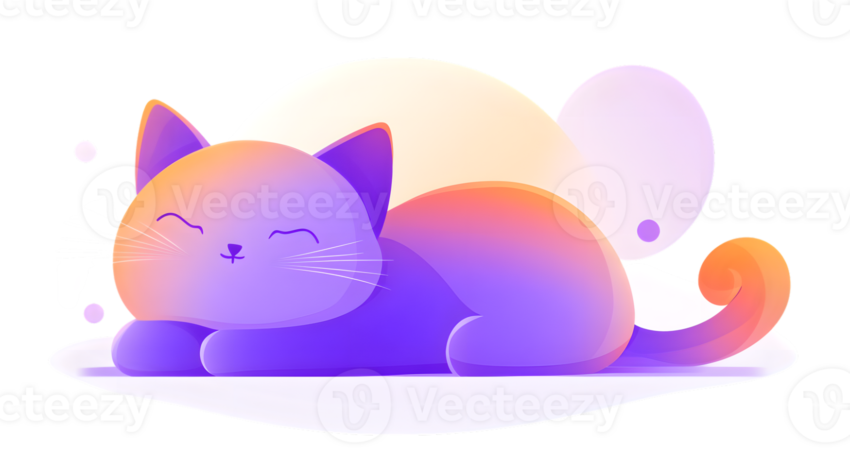 Adorable Sleeping Cat with Gradient Colors and Whiskers Perfect for Relaxation Themes png