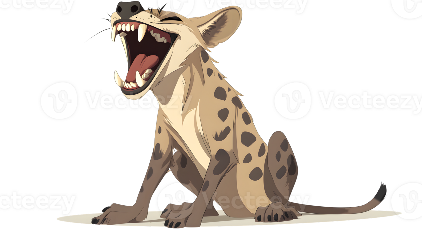 Animated Hyena with Open Mouth Showing Teeth and Expressive Features for Wildlife Cartoon an png