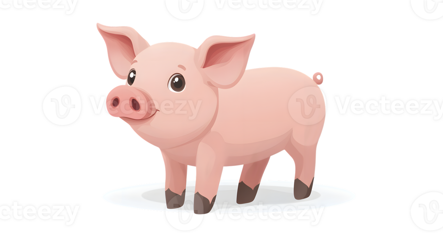 Cartoon Pig Illustration Adorable Pink Piglet with Expressive Eyes and Playful Pose for Childr png