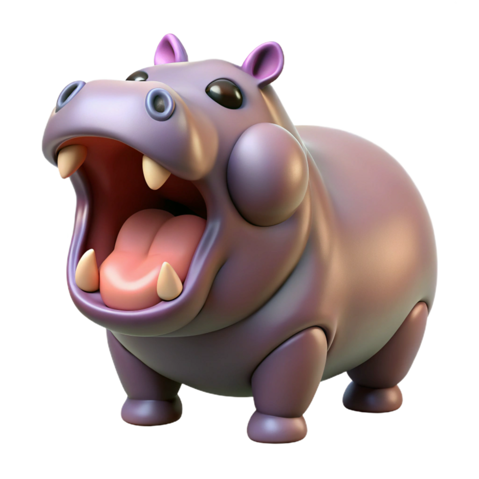 stunning traditional A yawning hippopotamus professional png