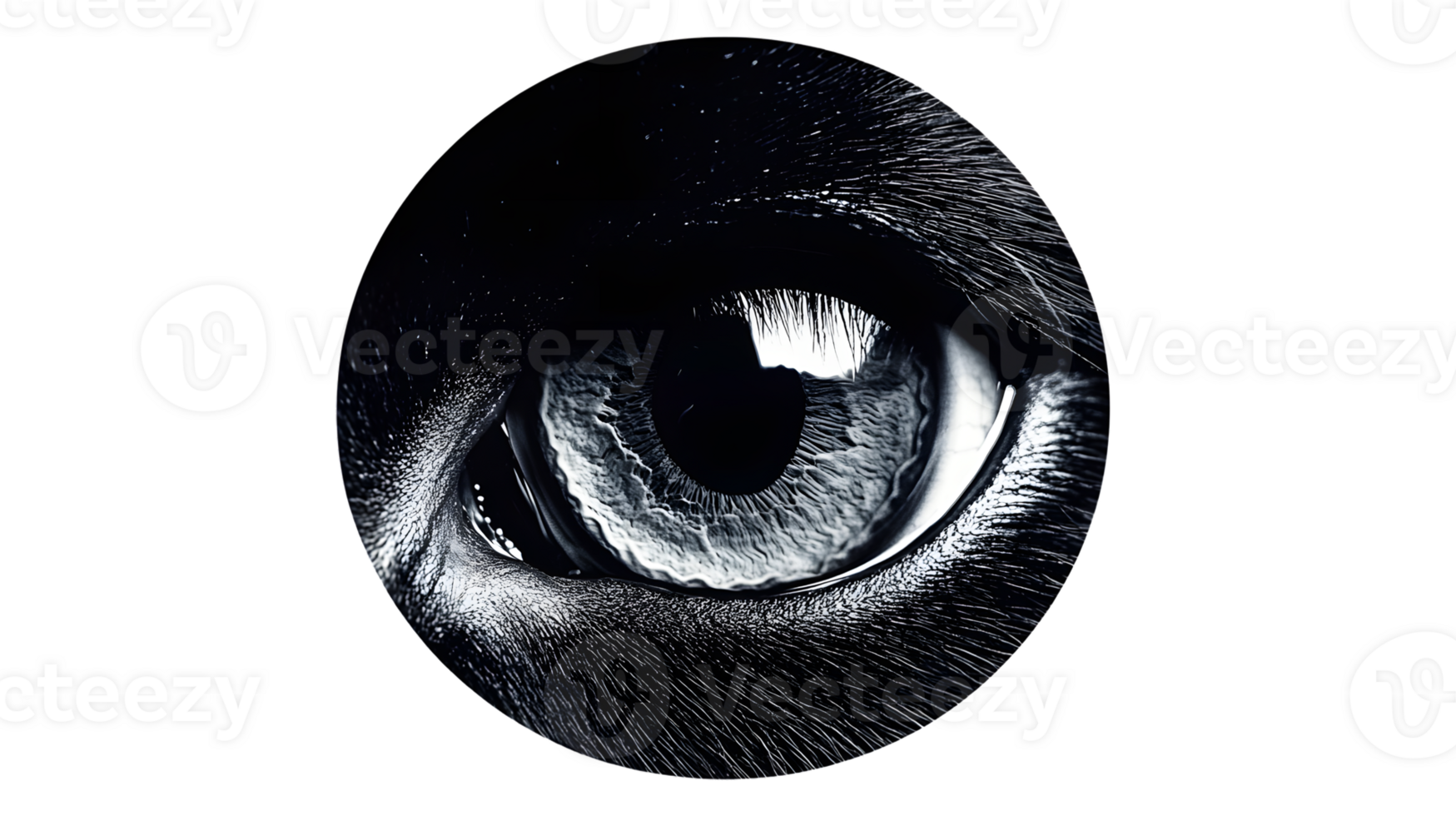 CloseUp of a Detailed Animal Eye with Intense Focus and Dramatic Lighting png