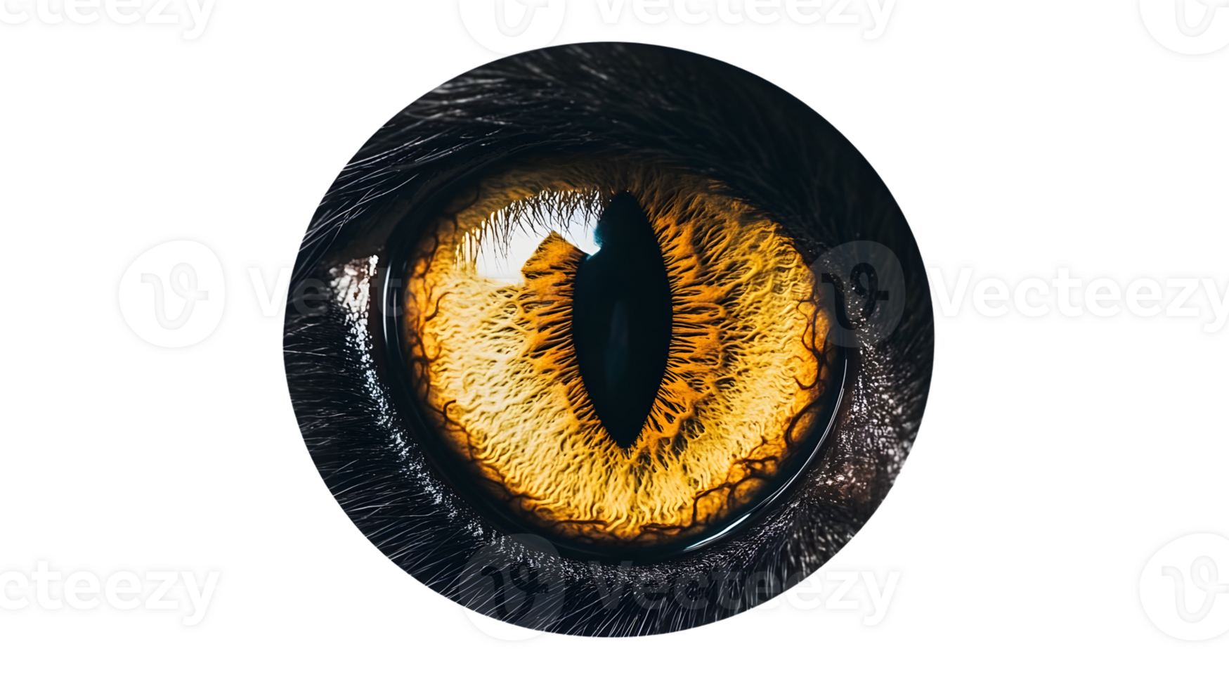 CloseUp of a Feline Eye with Intense Golden Iris and Vertical Pupil Ideal for Wildlife Natur png