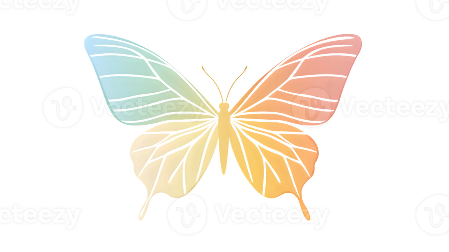 Colorful Gradient Butterfly with Pastel Wings Nature Illustration Artistic Design for Creativ png