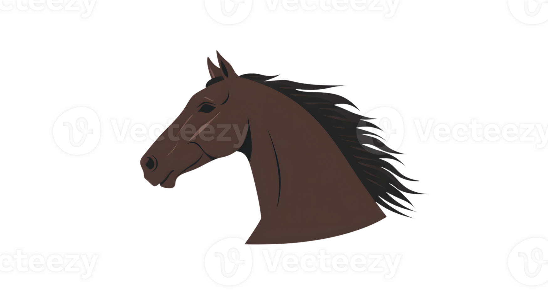 Dark Brown Horse Head Profile Equestrian Illustration png