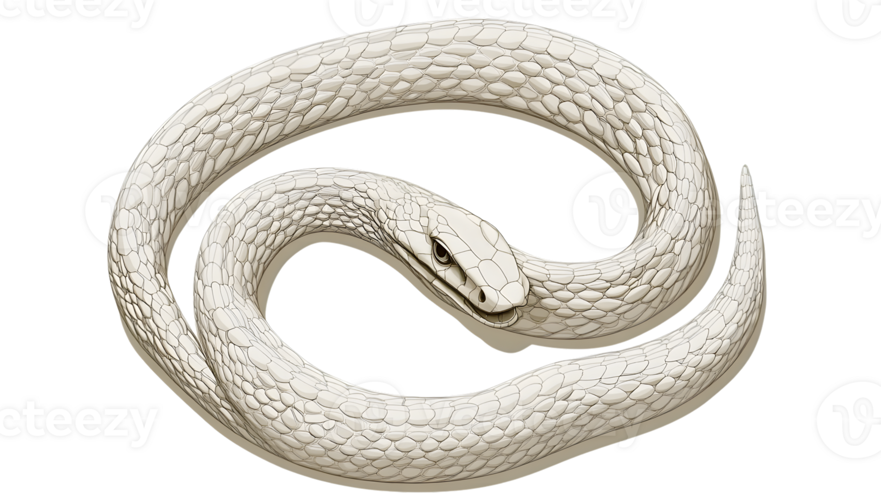 White Snake Illustration Coiled Reptile Scaled Texture Circular Design png