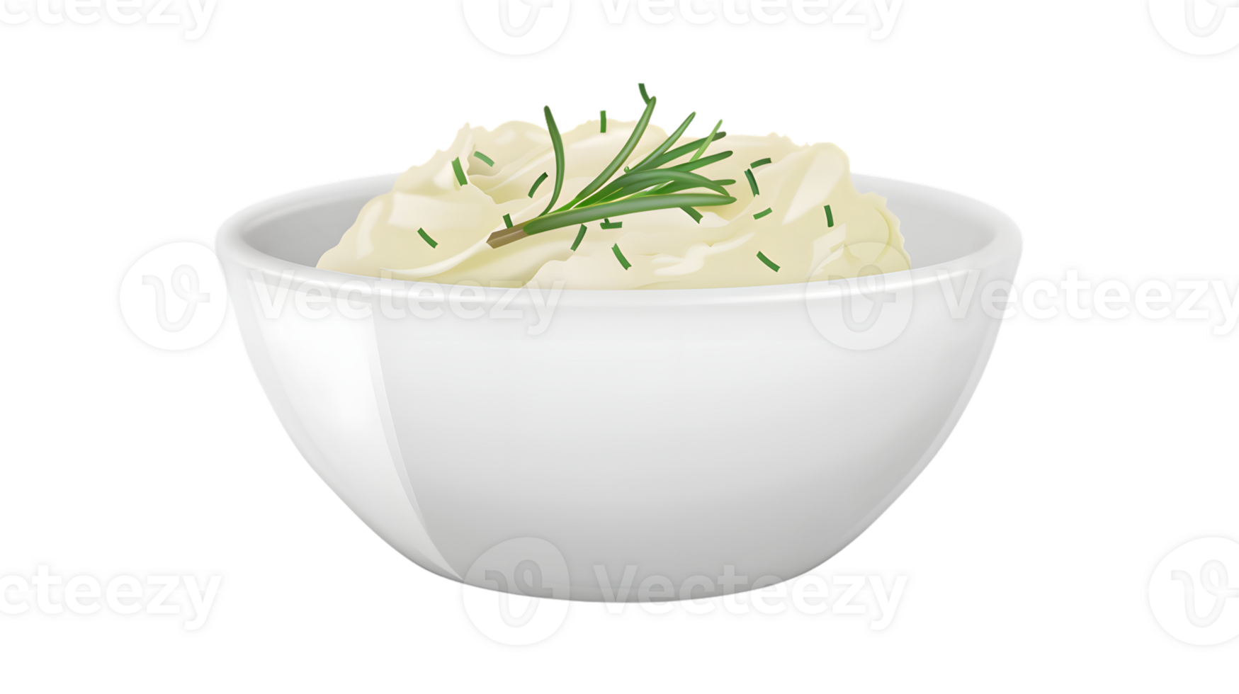 A bowl of creamy mashed potatoes garnished with fresh herbs perfect for culinary and food phot png