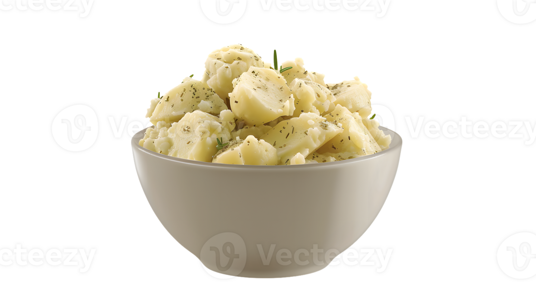 A bowl of creamy potato salad garnished with herbs perfect for food photography and culinary t png