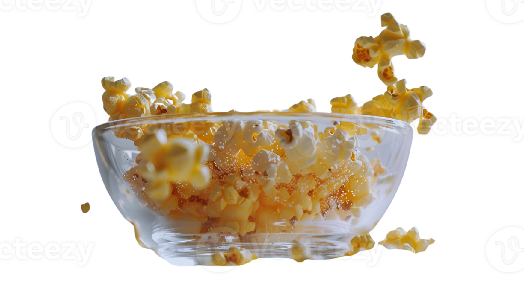 A bowl of fresh popcorn with kernels popping perfect for movie night or snack visuals png