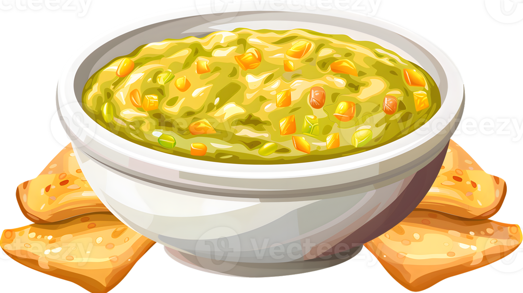 A bowl of creamy green dip with crunchy crackers png