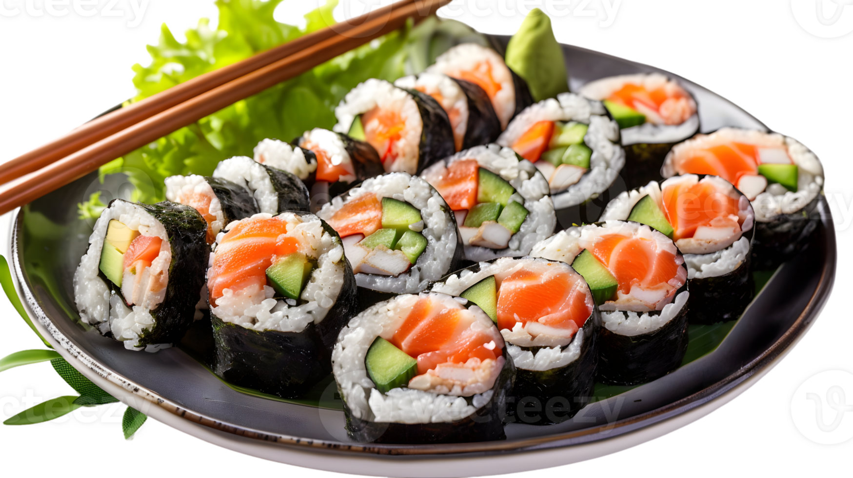 Delicious Sushi Rolls with Salmon and Avocad png