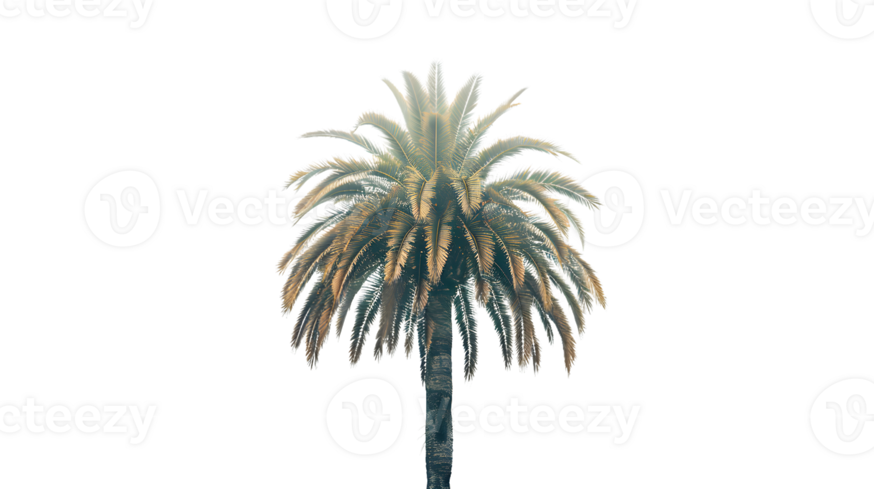 A majestic palm tree with lush fronds against a black background ideal for tropical themes and png