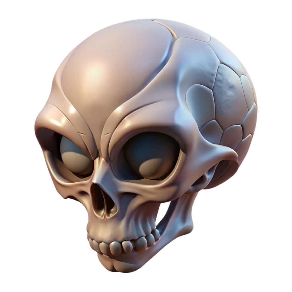 vibrant contemporary Alien skull with unusual bone structure and intricate patterns 4K png