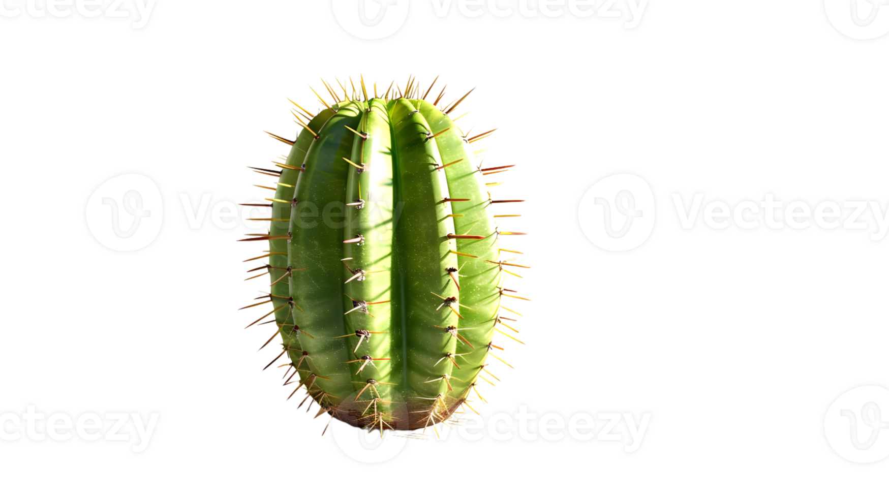 A vibrant green cactus with sharp spines set against a stark black background ideal for nature png
