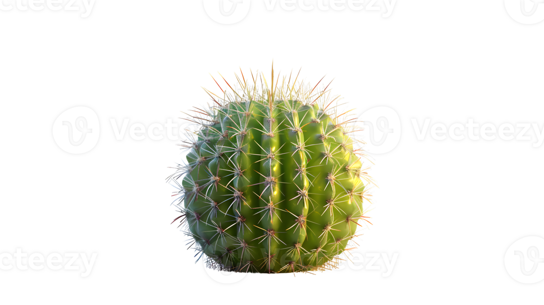A vibrant green cactus with sharp spines against a black background ideal for nature and botan png