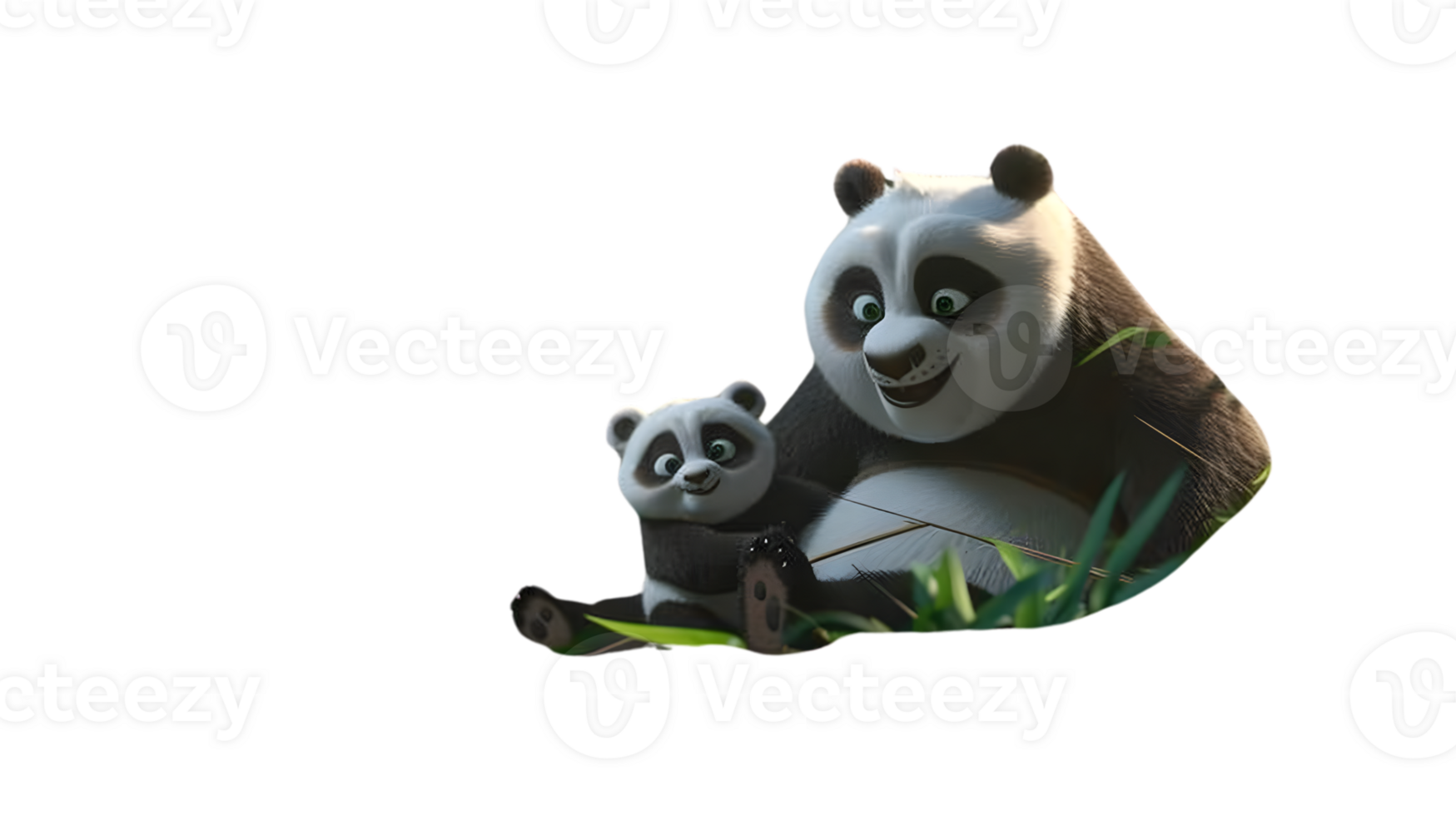 Adorable Panda and Cub in a Serene Setting Featuring Playful Wildlife Moments for Nature Lover png