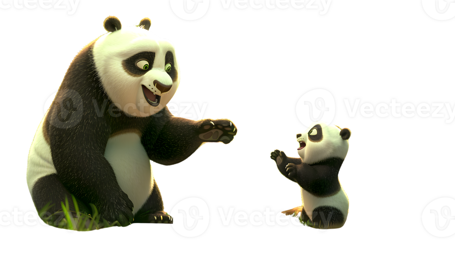 Adorable Animated Pandas Interacting in a Playful Scene png