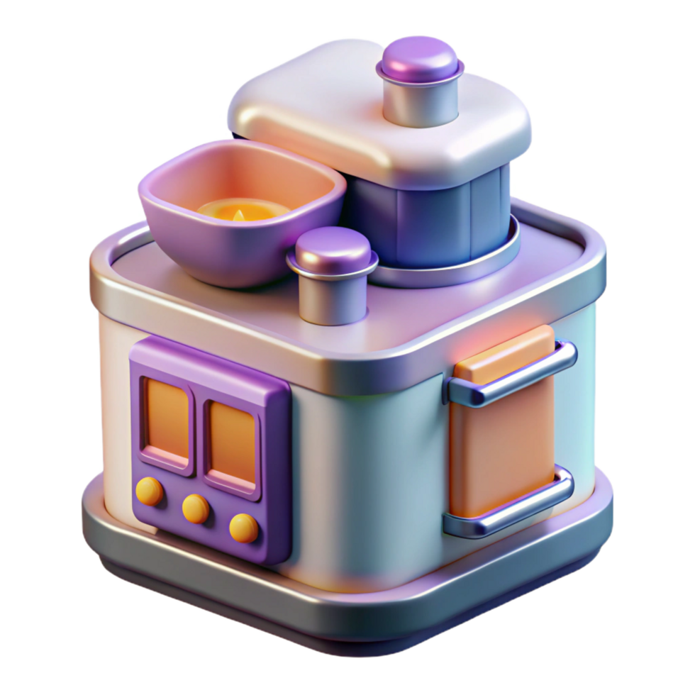 vibrant creative Futuristic kitchen appliance with automated cooking functions high quality png