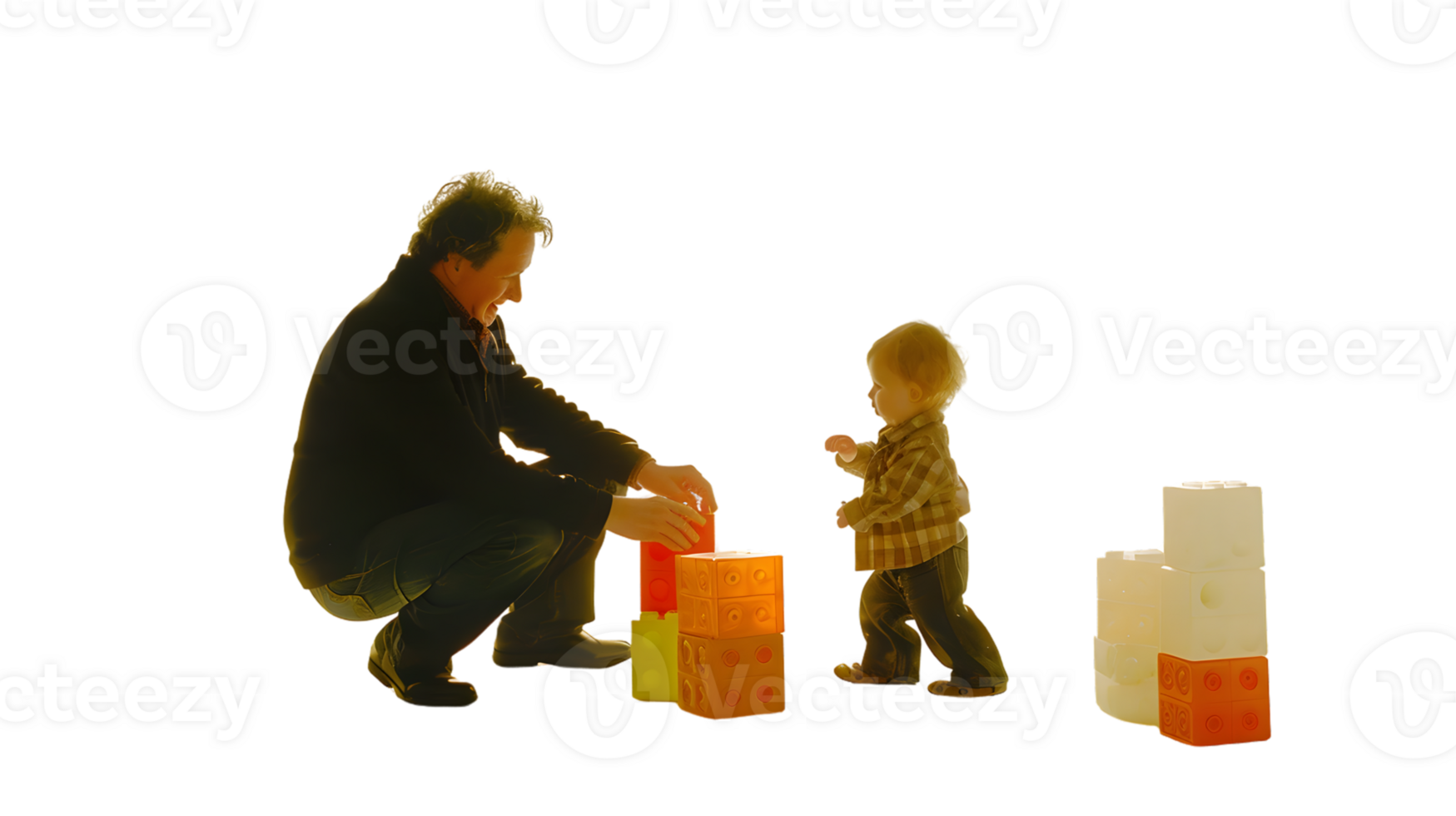 Adult and Child Playing with Building Blocks A Heartwarming Scene of Bonding and Creativity png