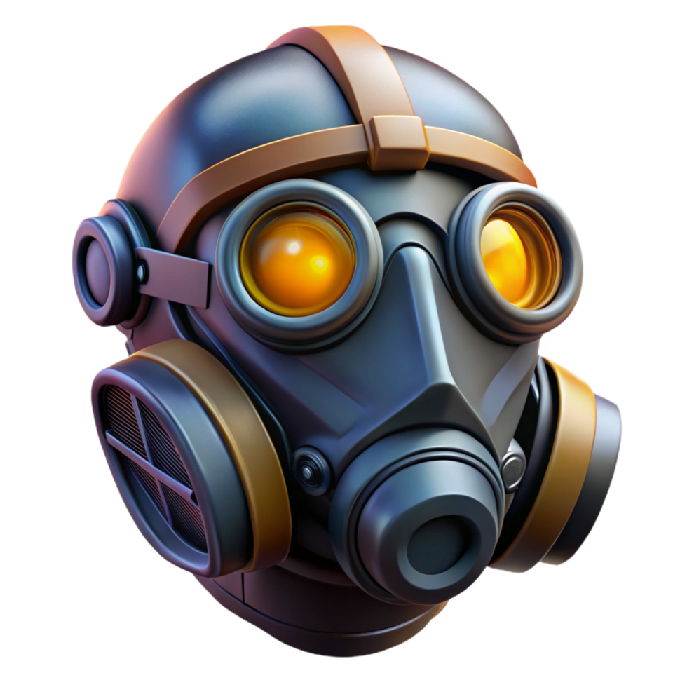 elegant creative Cyberpunk-inspired gas mask with integrated air filtration system authentic png