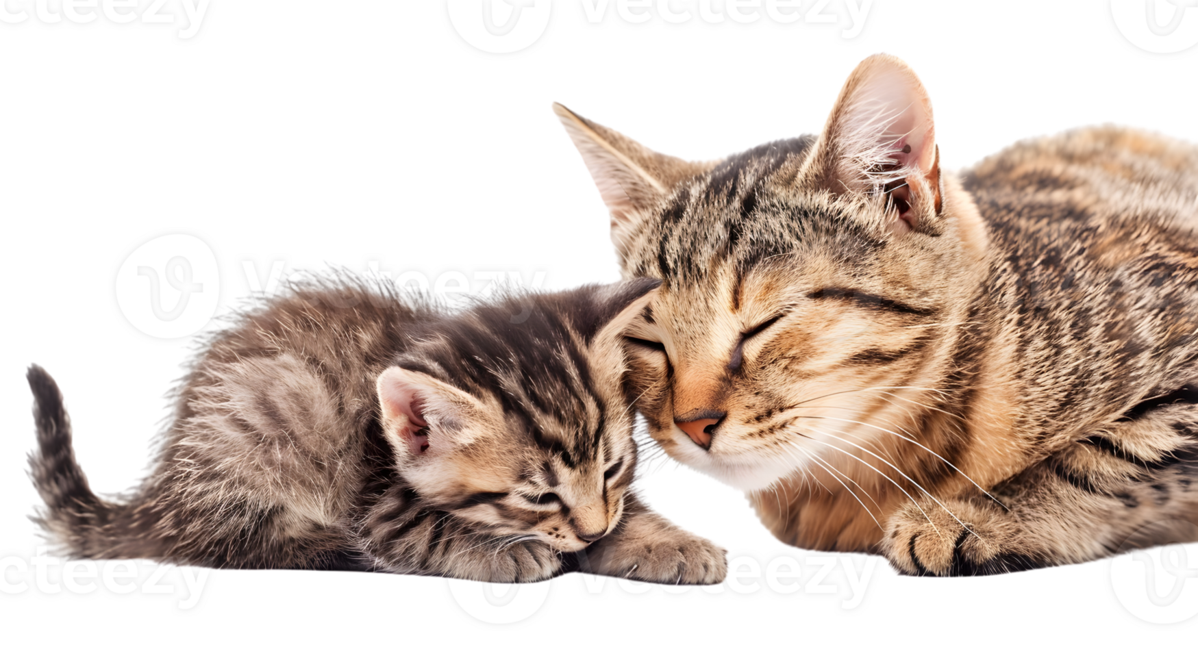Adult cat and kitten cuddling tabby cats sleeping together adorable pet image png