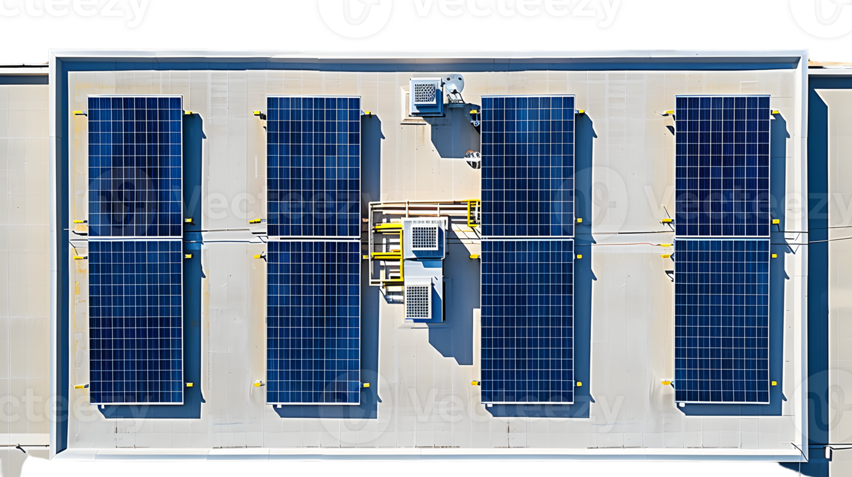 Aerial View of Solar Panels on a Flat Roof png