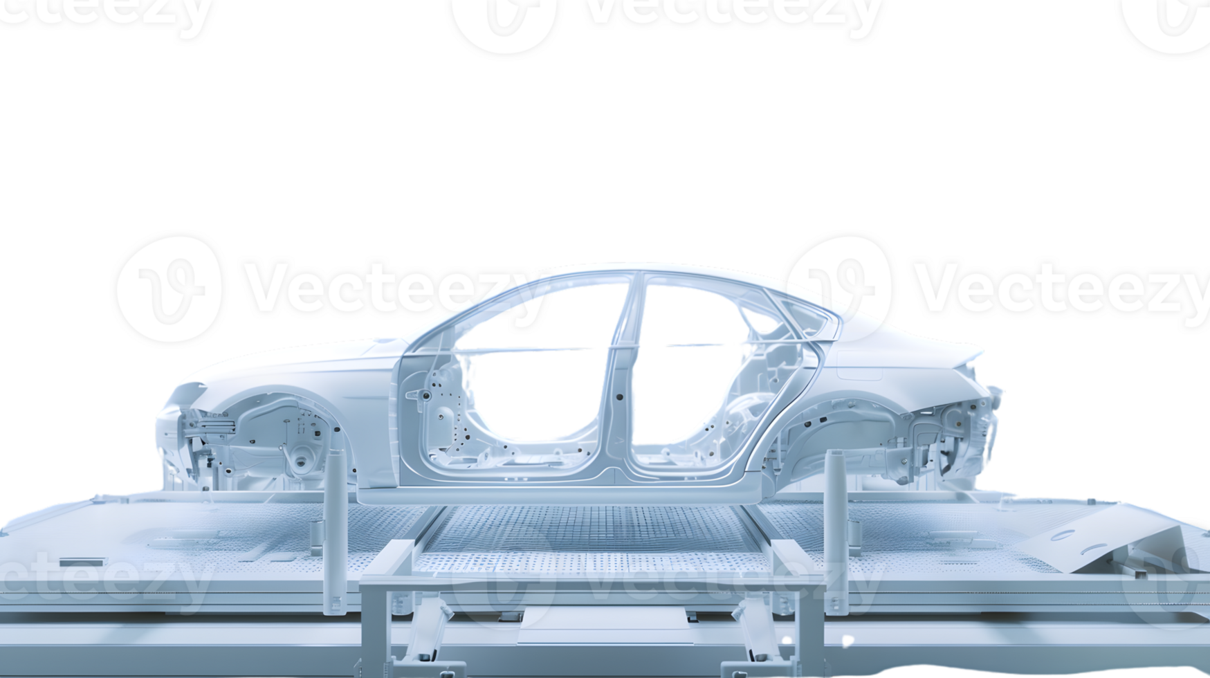 Automotive Manufacturing Unfinished Car Body on Assembly Line Industrial Production Process png