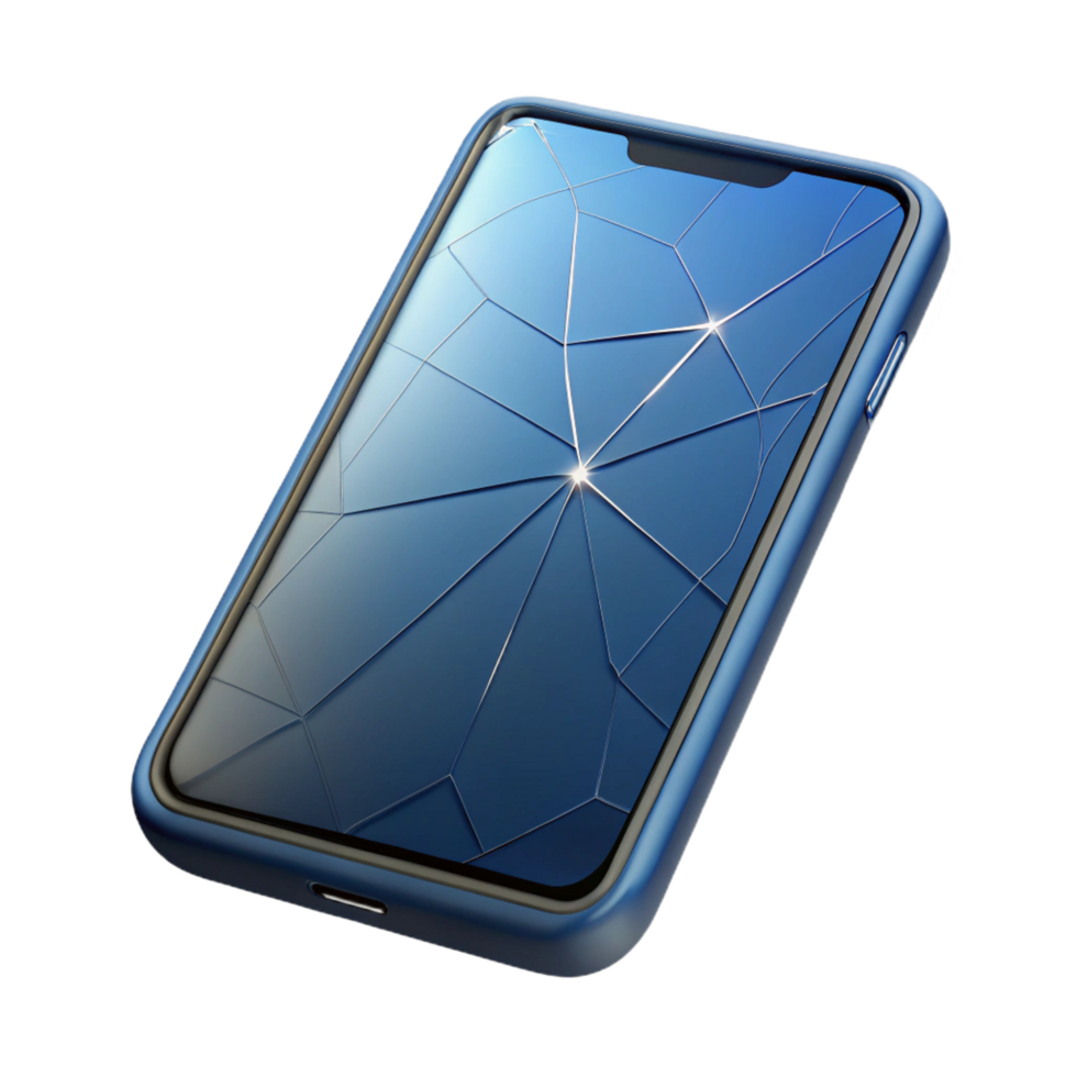 magnificent classic Smartphone with cracked screen, isolated genuine png