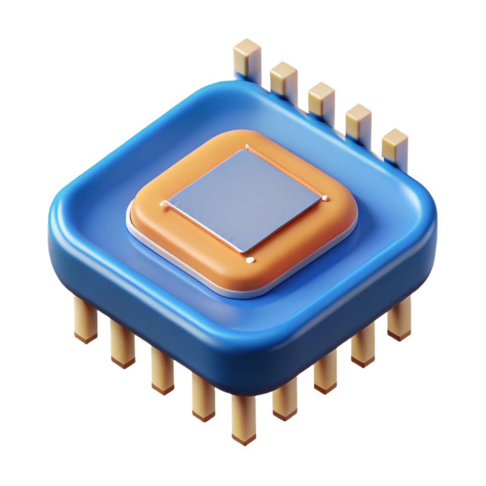 serene creative Single microchip with visible circuitry authentic png