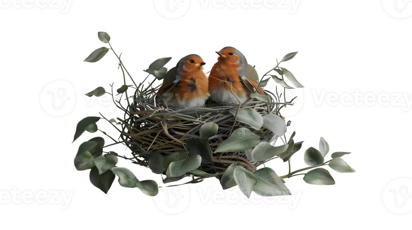 Charming Birds in a Nest Surrounded by Greenery Nature Scene with Wildlife Perfect for Spring png