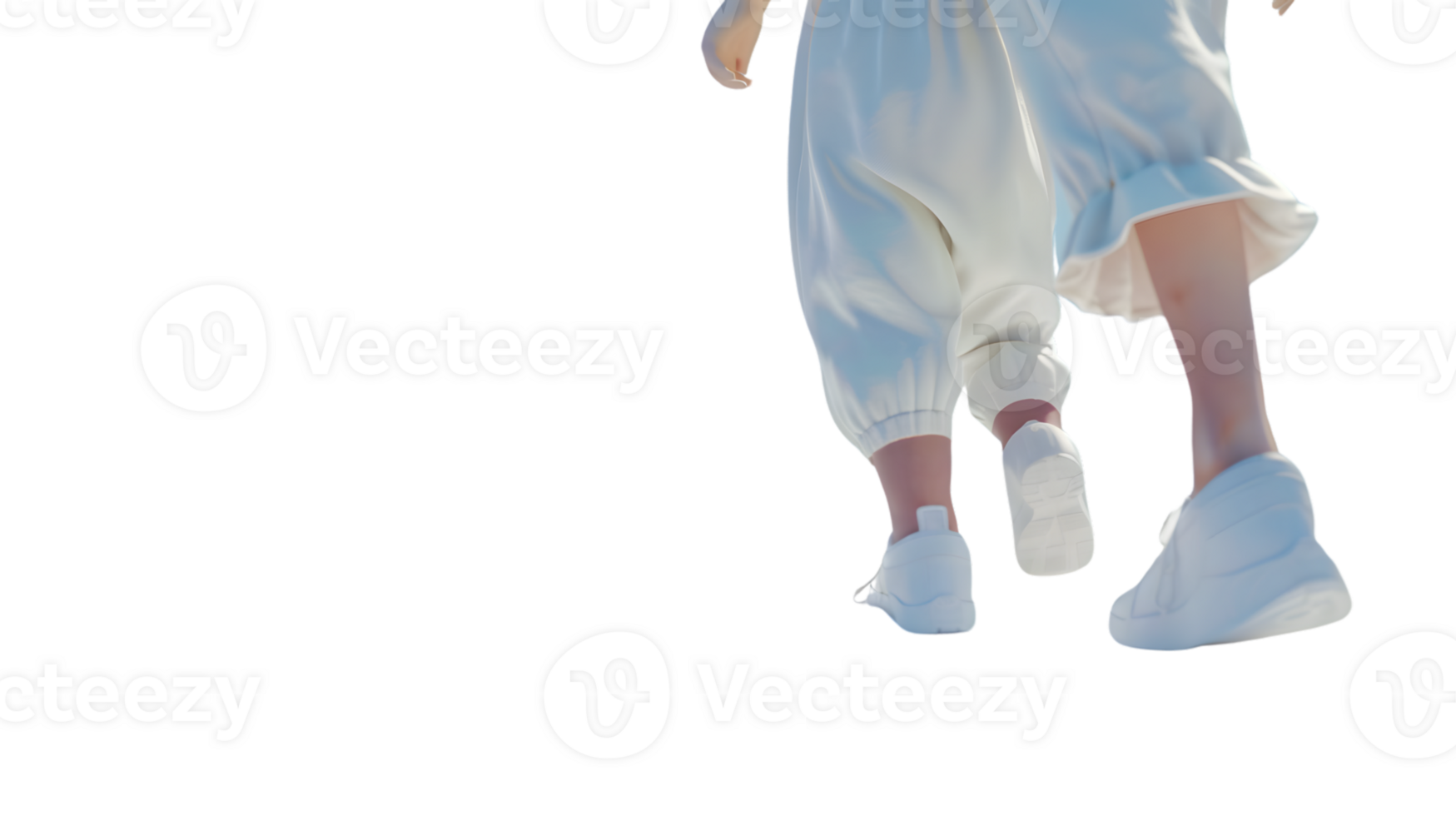 Childs Legs in Motion Wearing White Shoes and Light Blue Dress Capturing Playful Movement fo png
