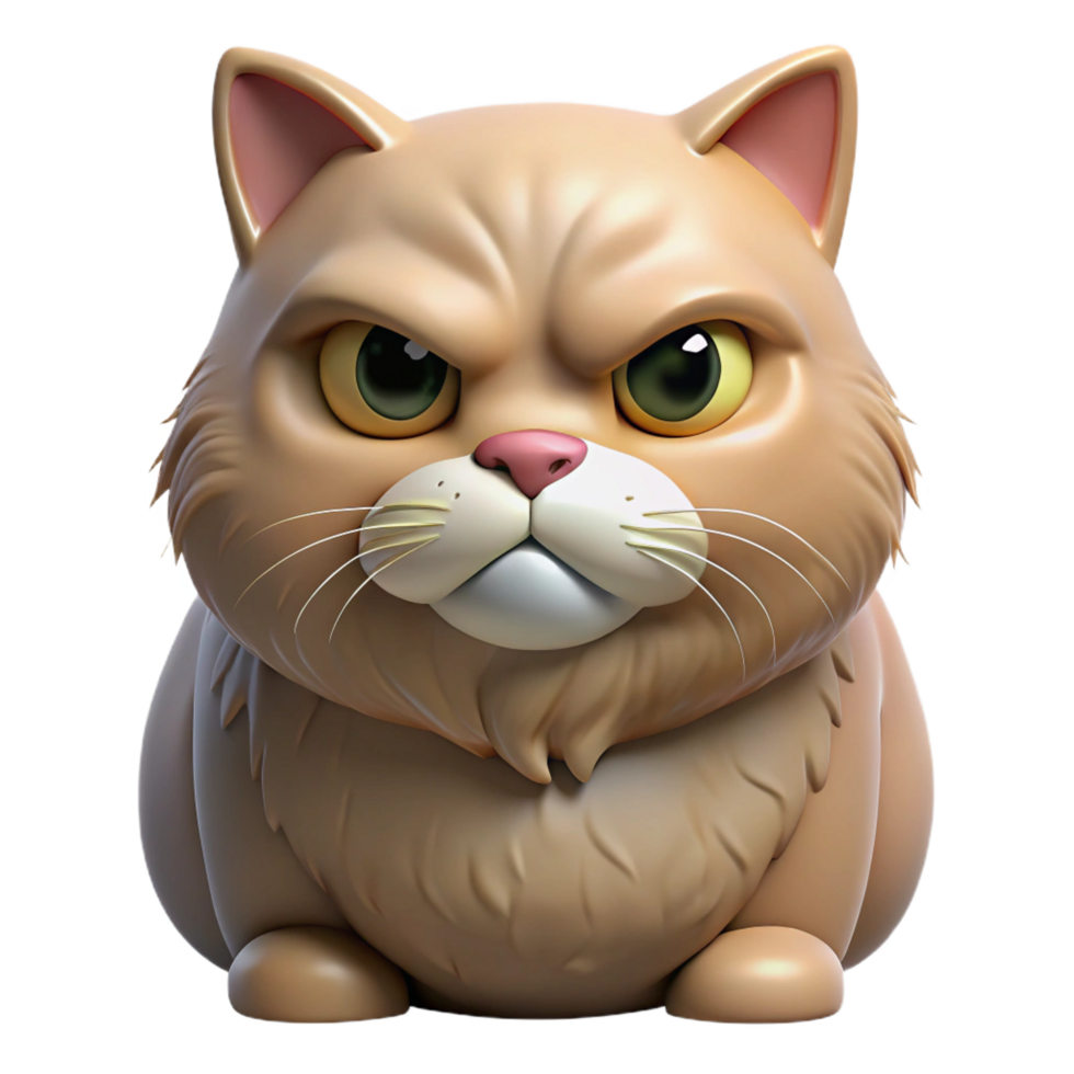 impressive abstract A grumpy Persian cat with a flat face, authentic png