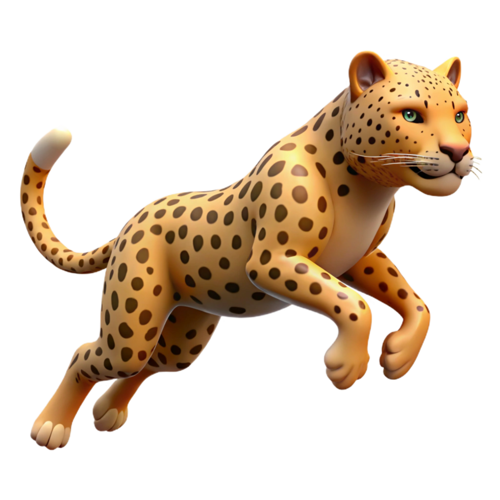 serene artistic A leaping leopard, original png