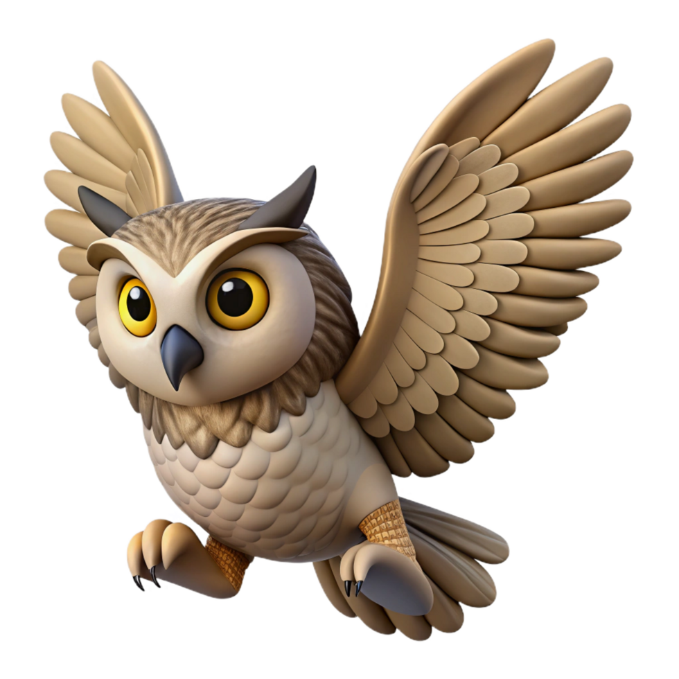 serene modern A flying eagle owl, high resolution png