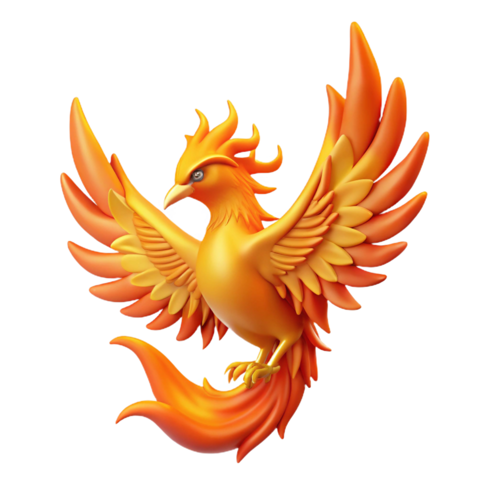 stunning rustic Phoenix, firebird, rising from flames, original png