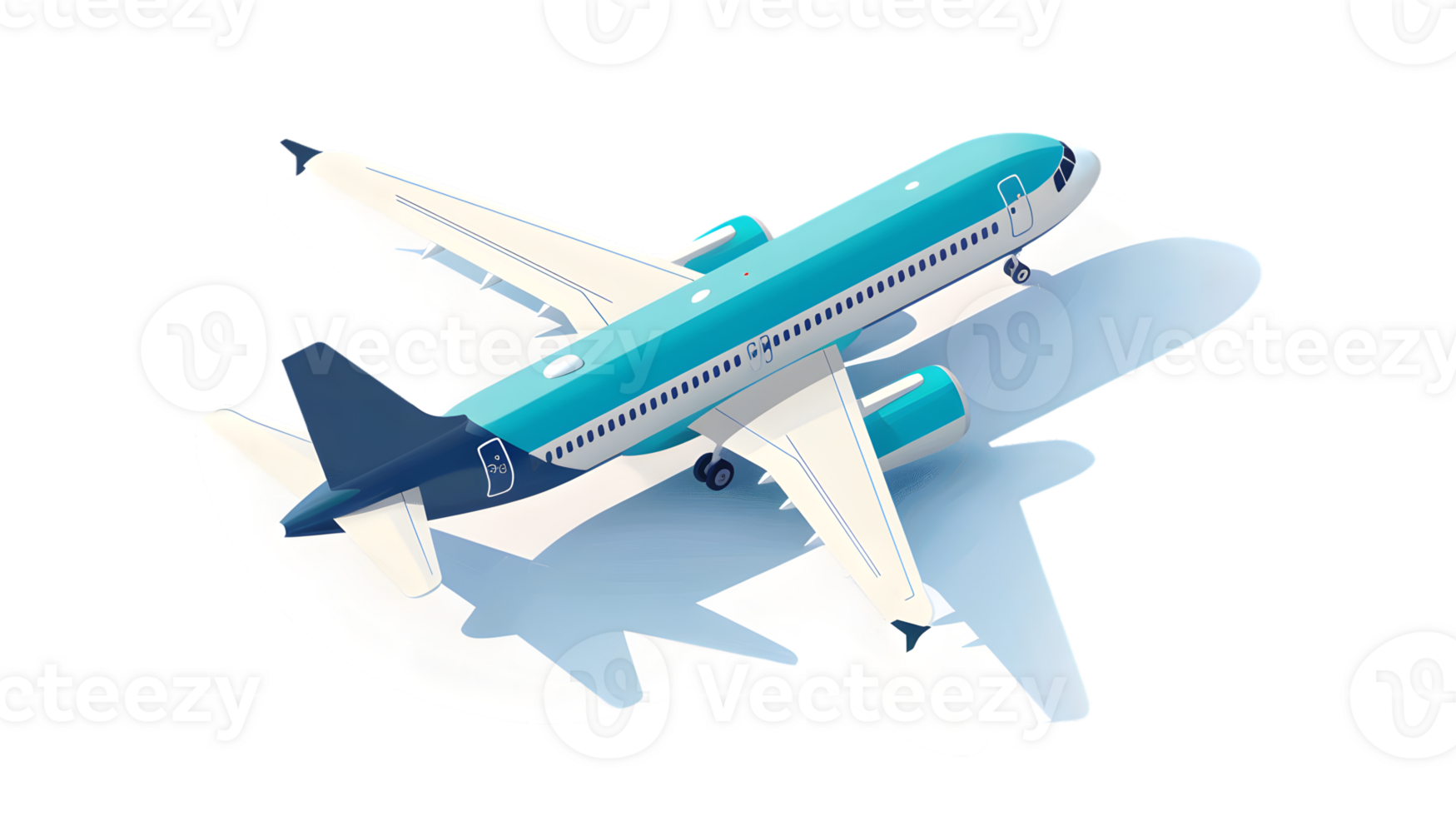 A commercial airplane in flight soaring through the sky with a sleek design and vibrant colors png
