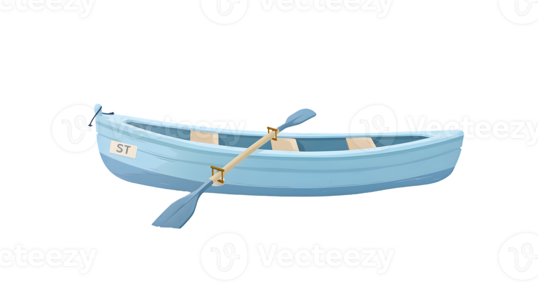 A light blue rowboat with oars perfect for water activities and nautical themes png