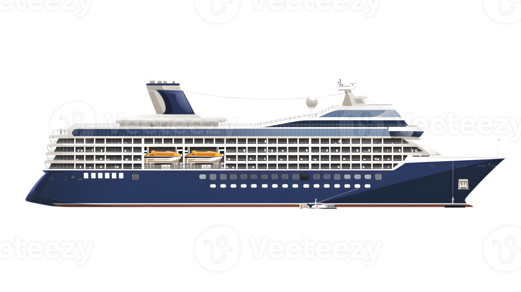 A luxurious cruise ship sailing on the open sea featuring multiple decks and amenities for a c png