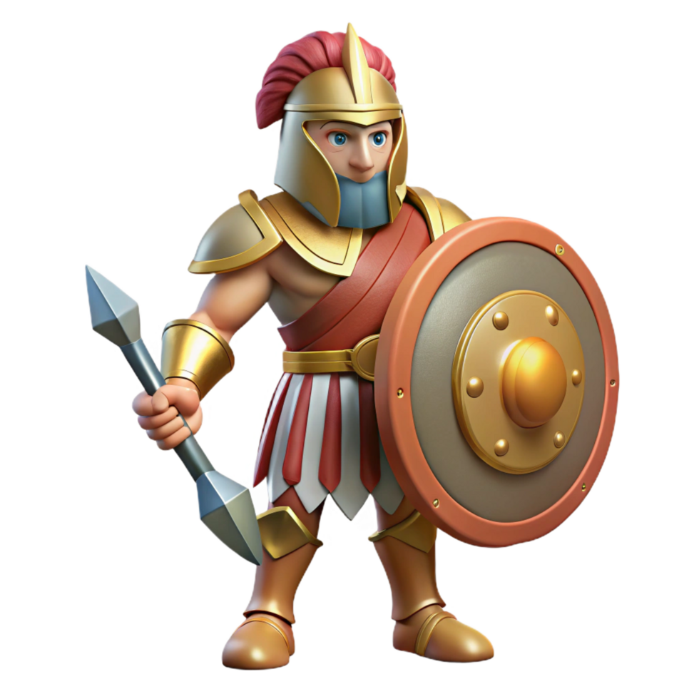elegant contemporary Ares, God of War, holding sword and shield, exclusive png