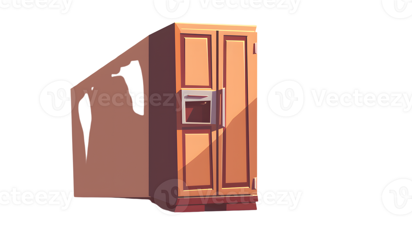 A Refrigerator with Open Door in a Minimalist Room Setting png