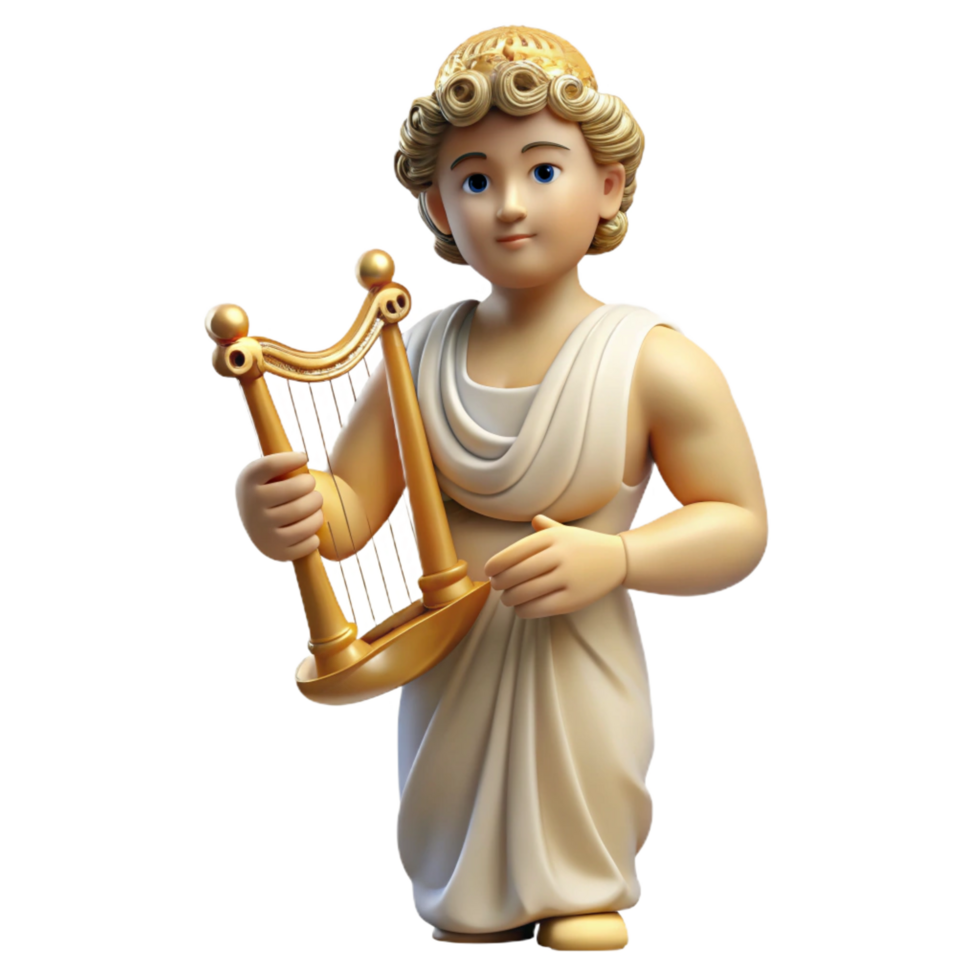 elegant abstract Apollo, God of Music and Light, holding lyre, high quality png