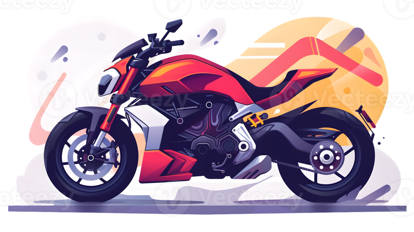 A sleek motorcycle with vibrant colors and dynamic background perfect for automotive speed a png